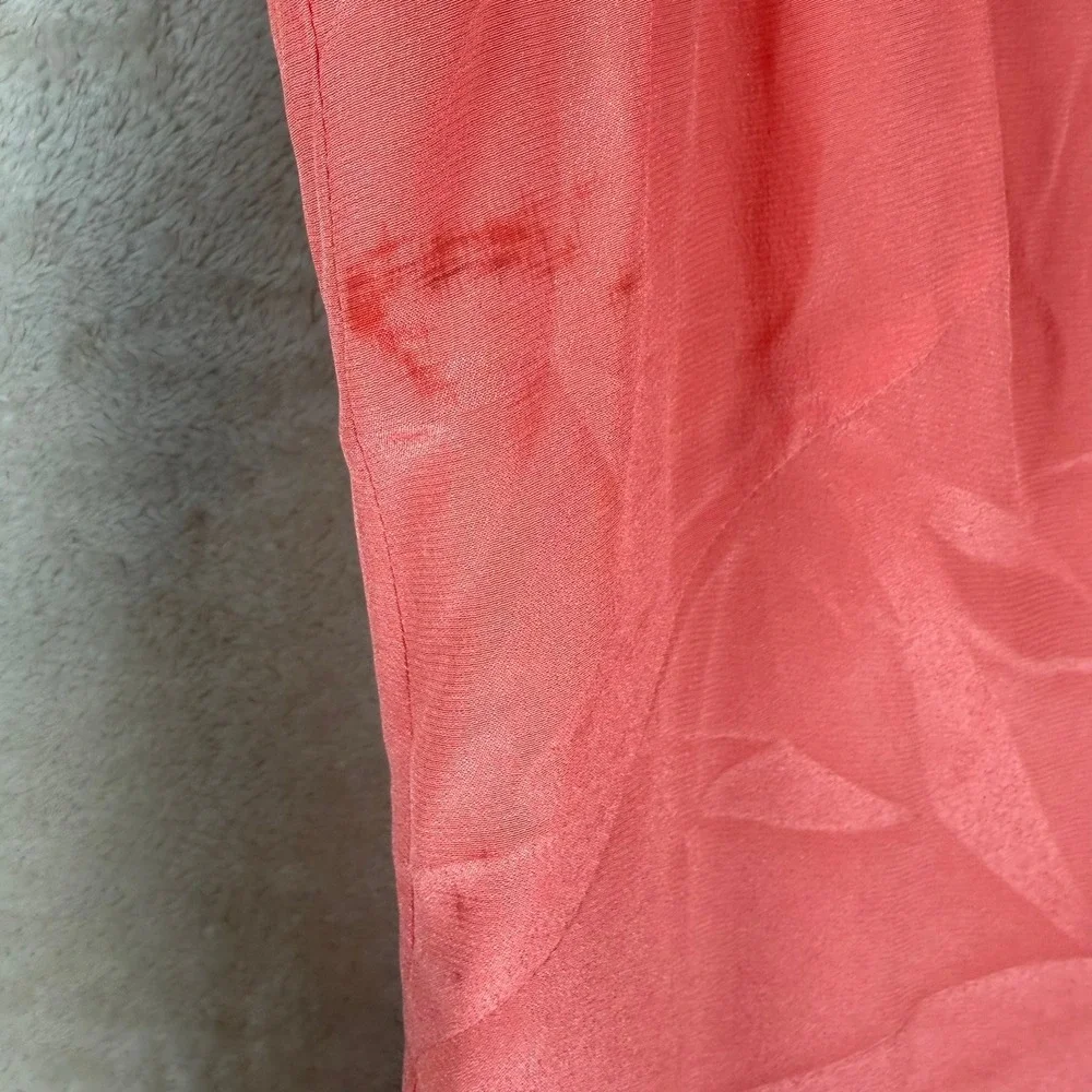 Tory Burch 100% Silk Top Women's Size‎ 6 Coral Pink Short Sleeve Blouse